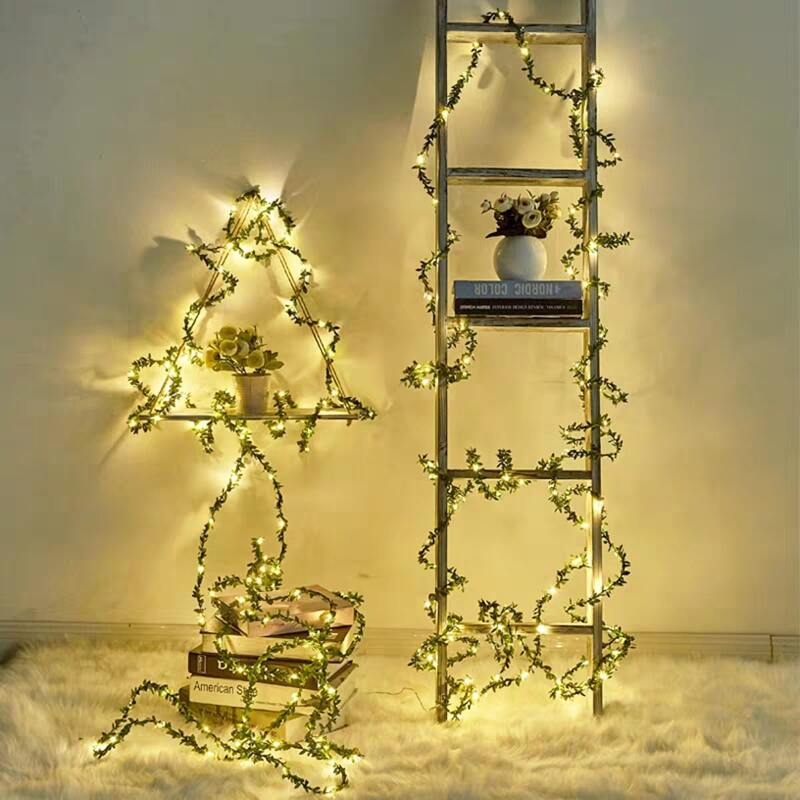 

10pcs Bulb Artificial Leaf Decor String Light, Green