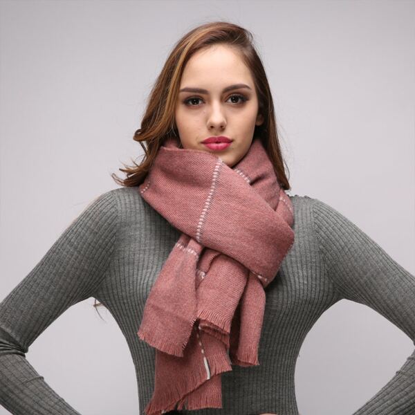

Striped Pattern Scarf, Coffee brown