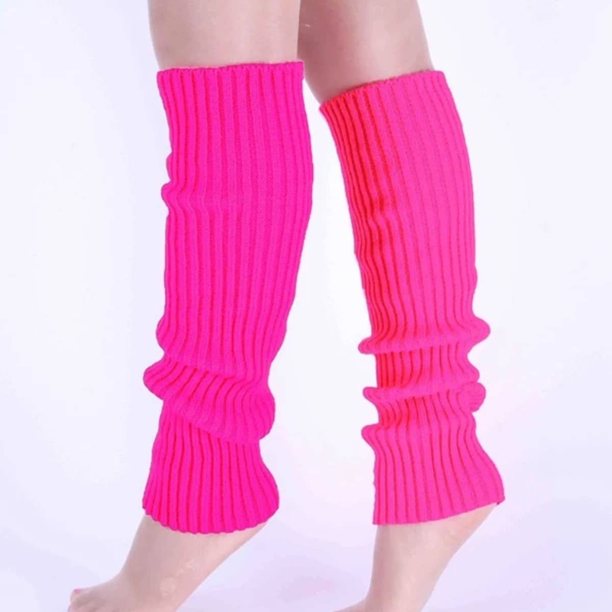 

Knee High Knit Leg Warmer Socks, Hot pink