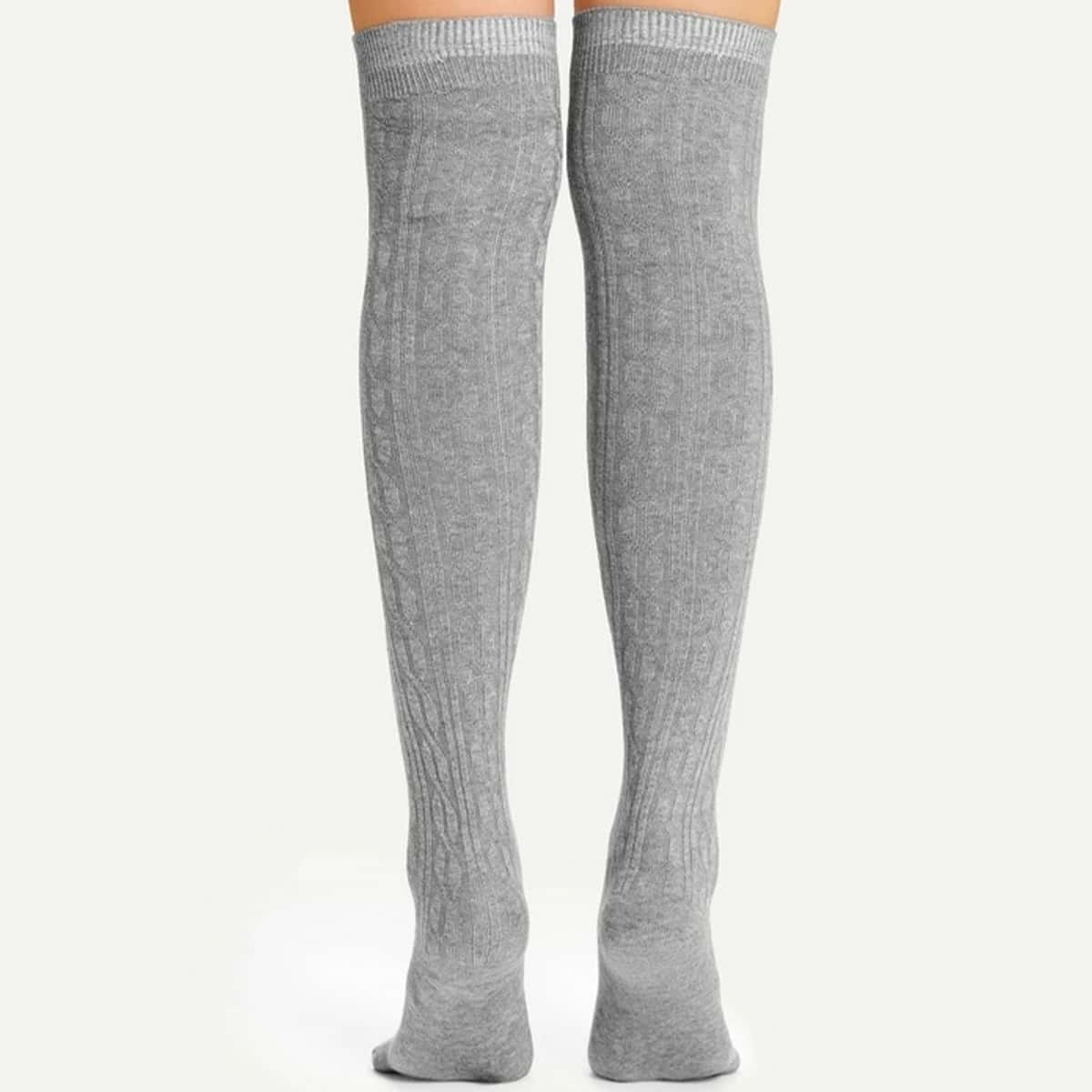 

Plain Over The Knee Socks, Grey