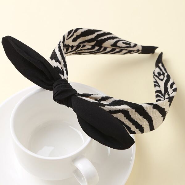 

Bow Hair Hoop, Black and white