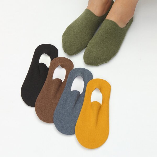 

5pairs Plain Ankle Socks, Multicolor