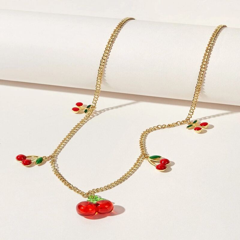 

Cherry Chain Necklace, Red