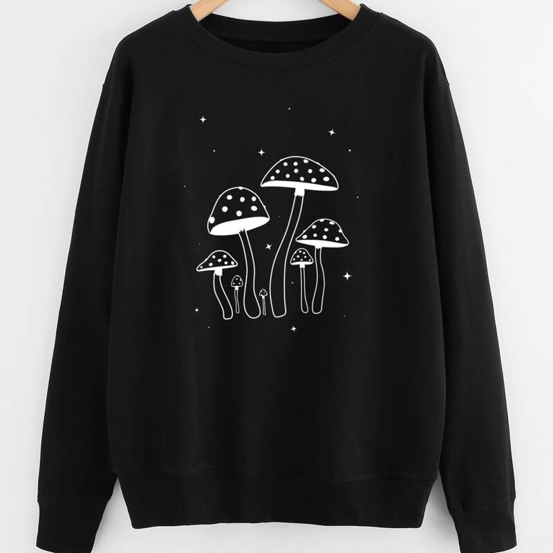 

Mushroom Graphic Sweatshirt, Black