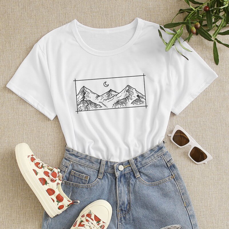 

Moon & Mountain Graphic Tee, White