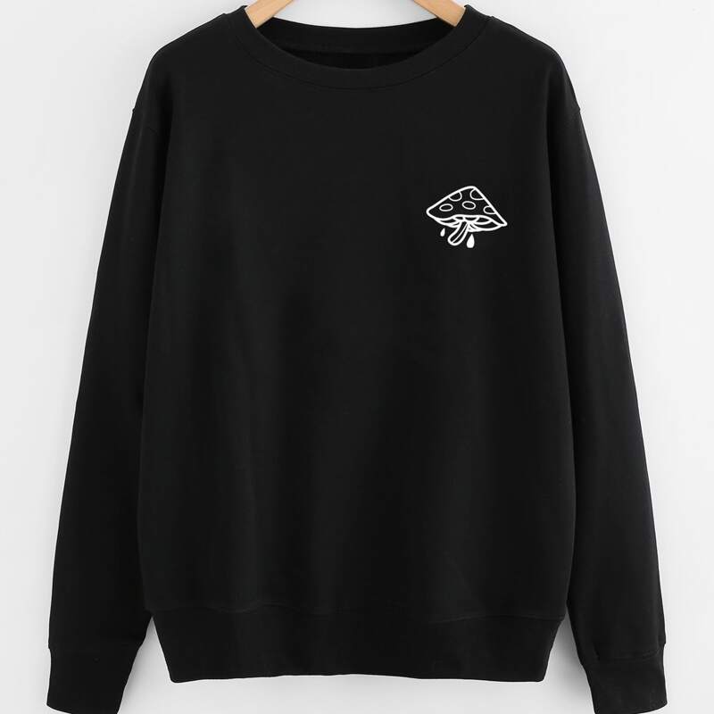 

Mushroom Graphic Sweatshirt, Black