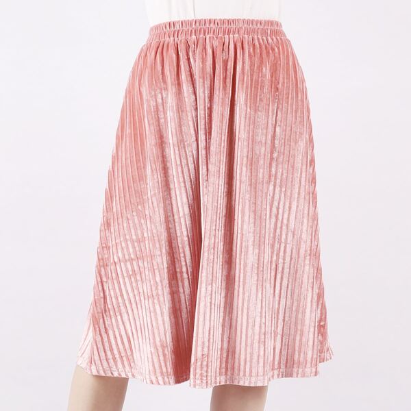 

Girls Solid Velvet Elastic Waist Skirt, Coral pink
