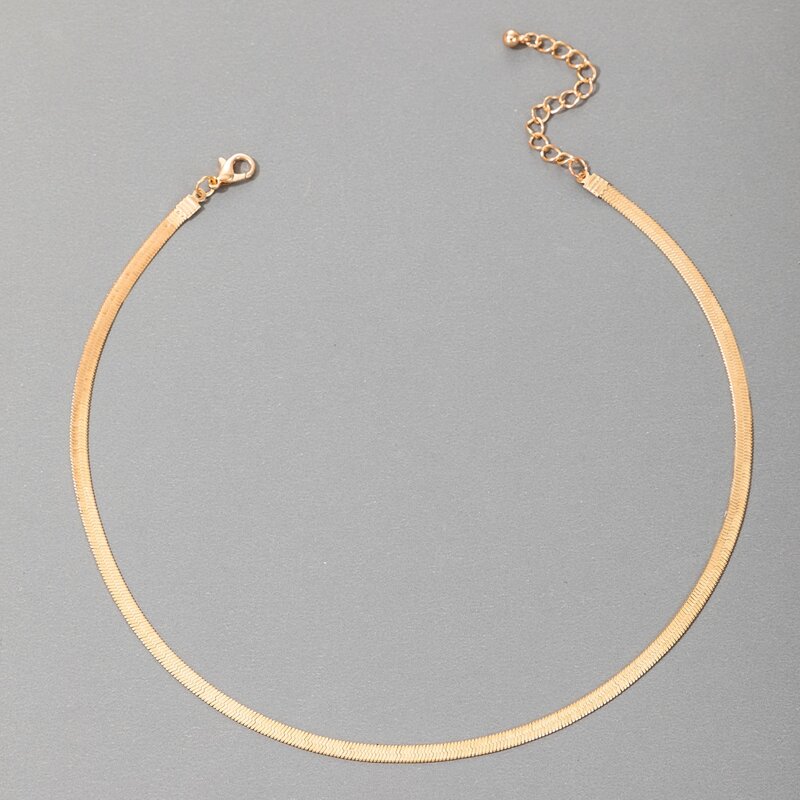 

Simple Herringbone Choker Necklace, Gold