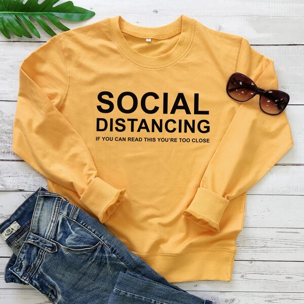 

Slogan Graphic Round Neck Sweatshirt, Yellow