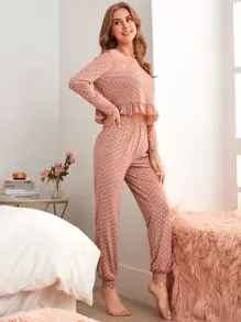 Bộ mặc nhà Viên lá sen Chấm bi Dễ thương - Bụi hồng - Xem 3