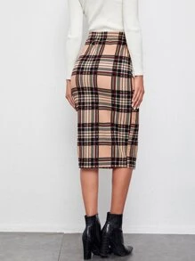 BizChic Falda de lápiz de cuadros de talle alto ropa de trabajo