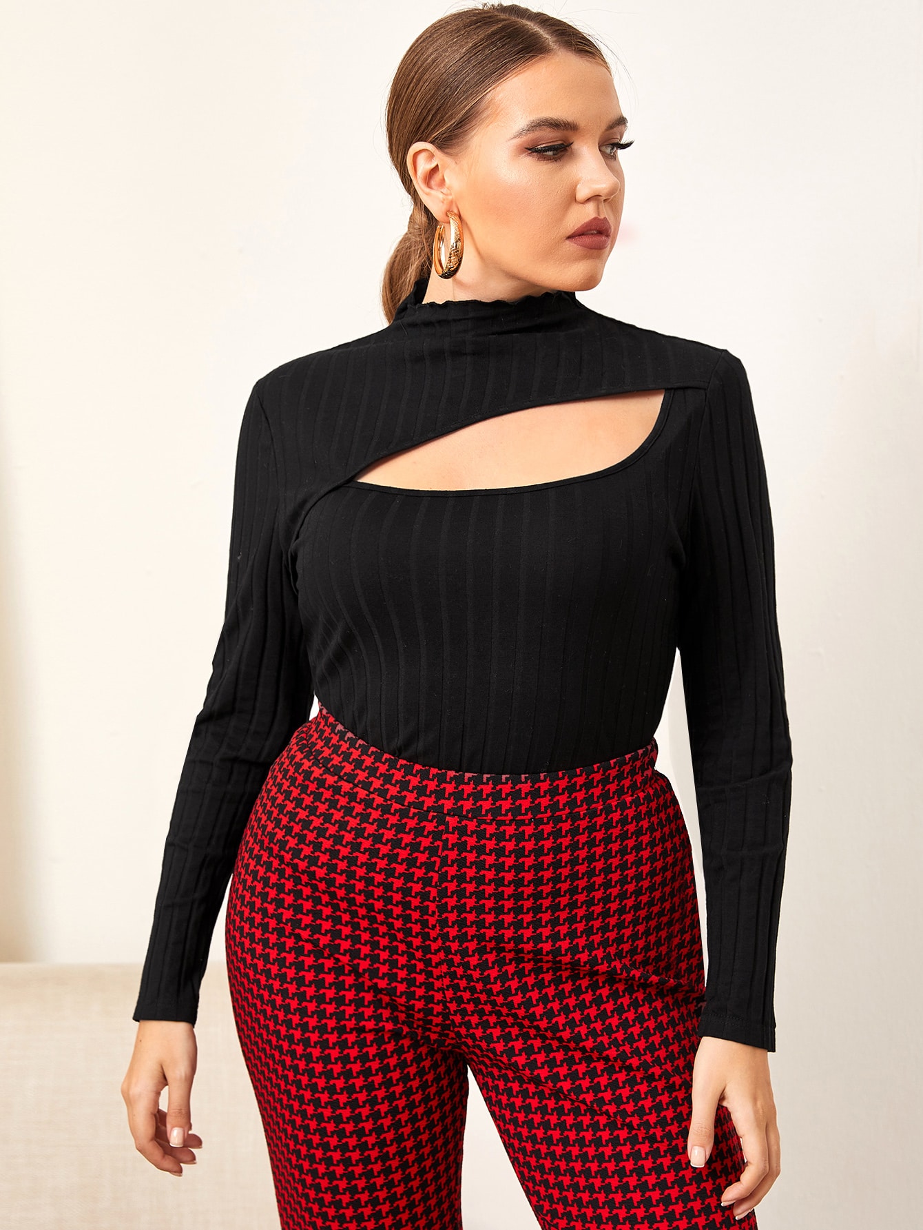 Plus Cutout Front Rib-knit Tee thumbnail