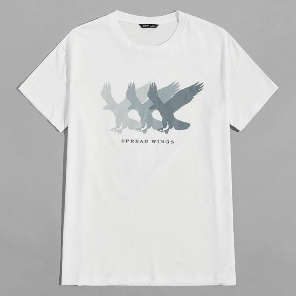 

Men Eagle & Letter Graphic Tee, White