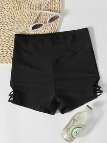 SHEIN Swim Shorts bikini de cintura alta - Negro - Ver 1