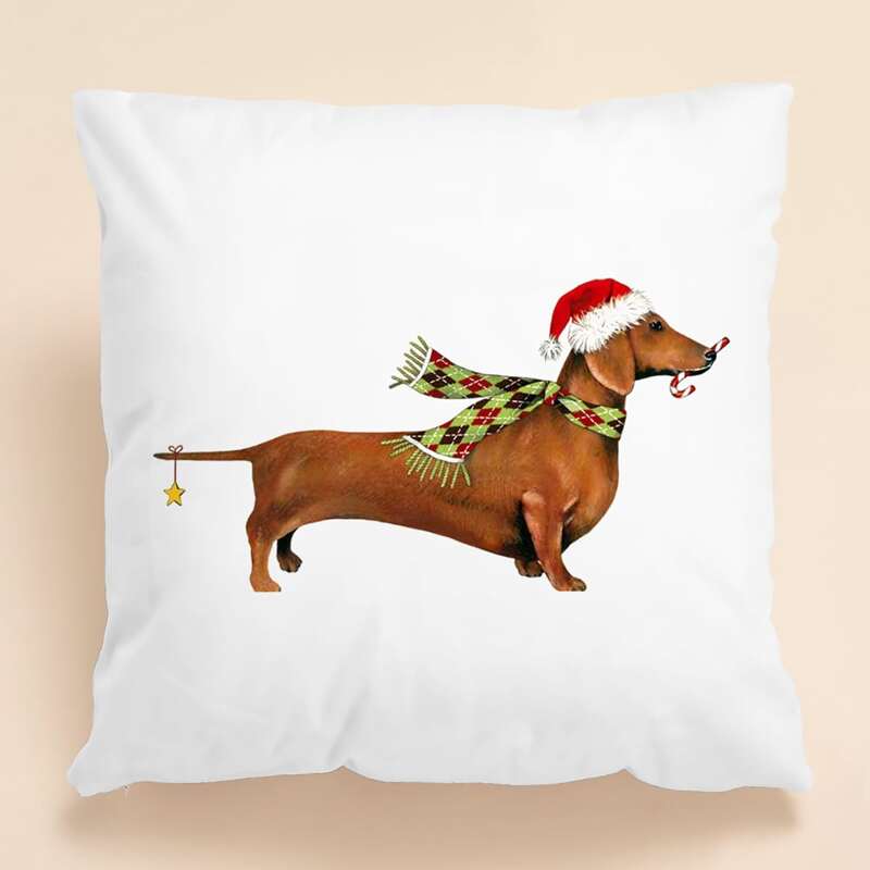 

Christmas Dog Cushion Cover Without Filler, White