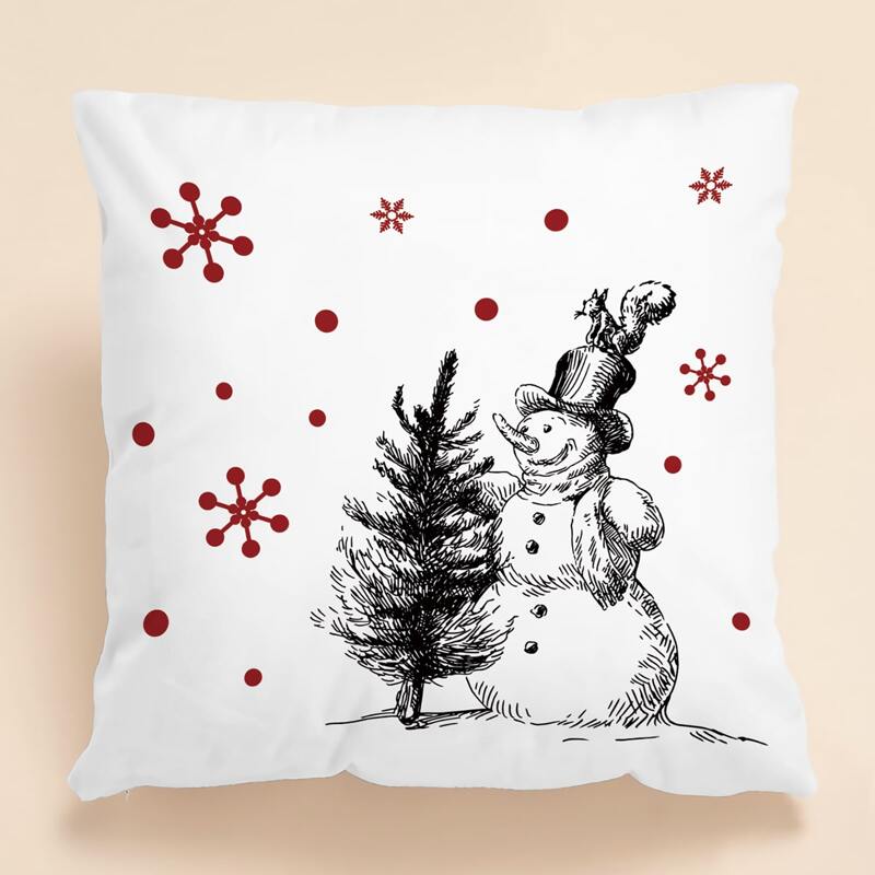 

Christmas Snowman Cushion Cover Without Filler, White