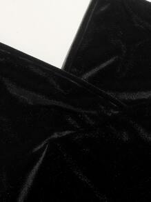 Muchica Solid Velvet Bodycon Dress - Black - View 5