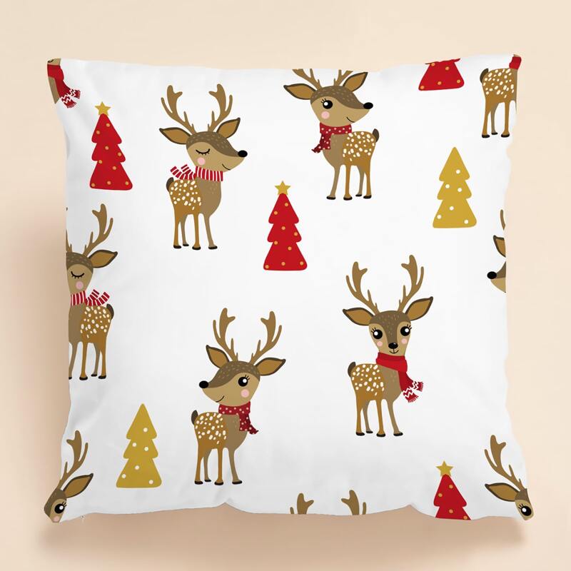 

Christmas Deer Cushion Cover Without Filler, White
