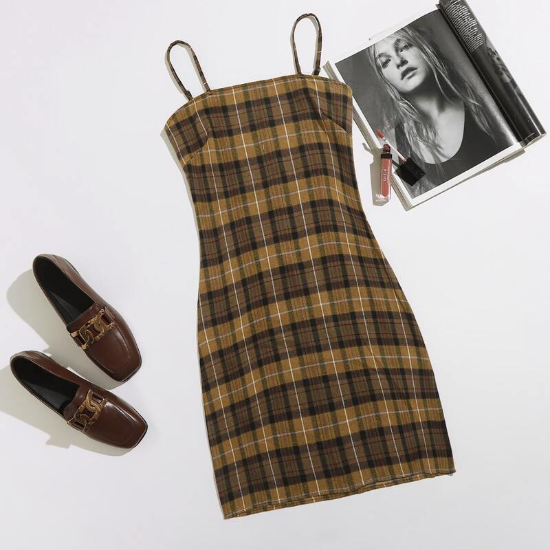 

Plaid Cami Dress, Multicolor