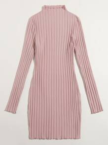 SHEIN Privé Vestido tejido de canalé de cuello alto