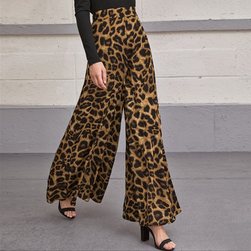 

Zip Back Leopard Wide Leg Pants, Multicolor