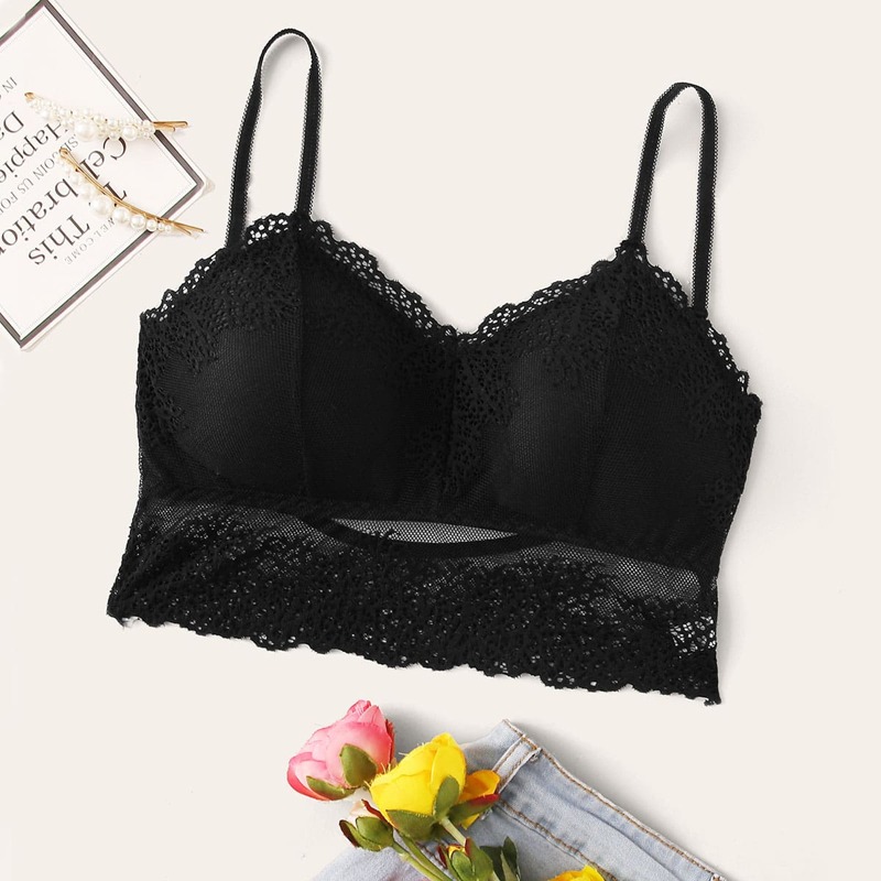 

Solid Lace Bralette, Black