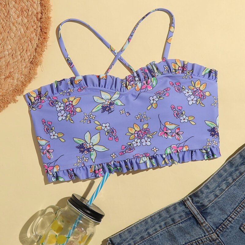 

Floral Frill Bikini Top, Multicolor