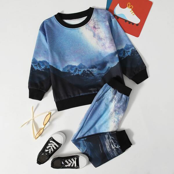 

Toddler Boys 3D Galaxy Print Sweatshirt & Sweatpants, Multicolor