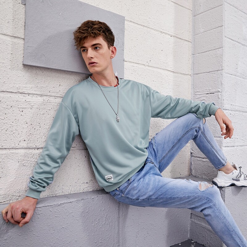 

Guys Crew Neck Sweatshirt, Mint blue