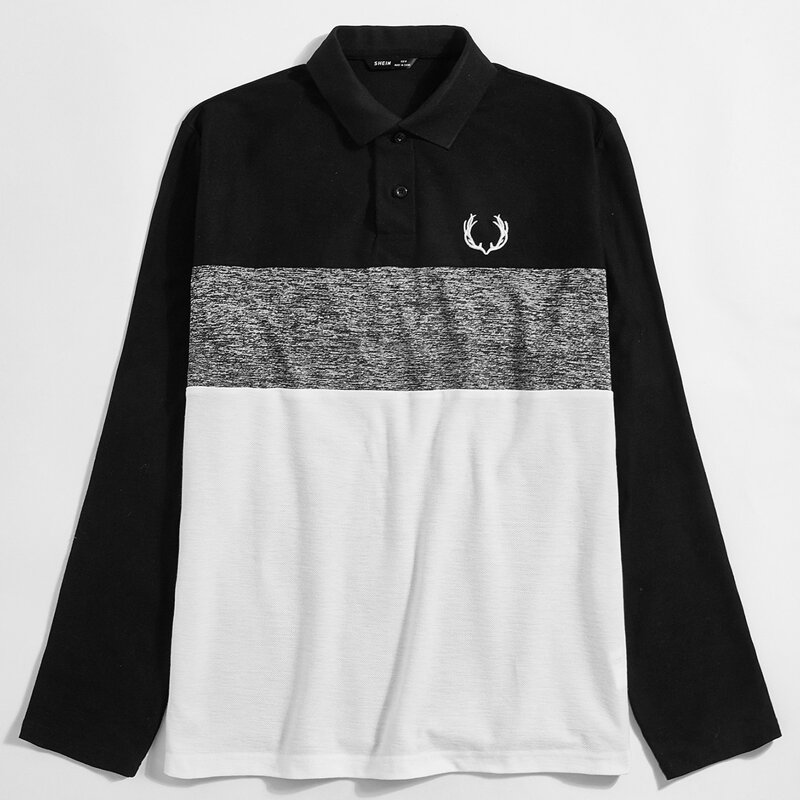 

Guys Graphic Embroidery Colorblock Polo Shirt, Multicolor