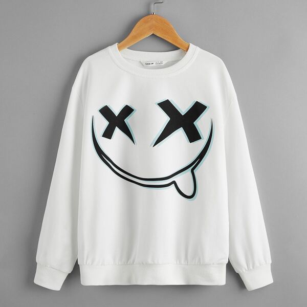 

Boys Cartoon Graphic Drop Shoulder Sweatshirt, White