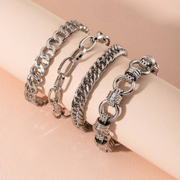 

4pcs Minimalist Bracelet, Silver