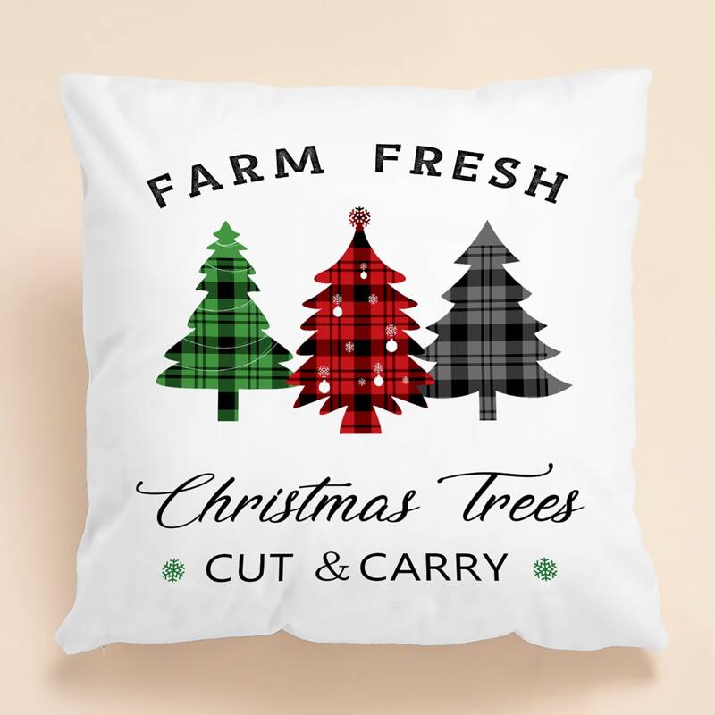 

Christmas Tree Cushion Cover Without Filler, White