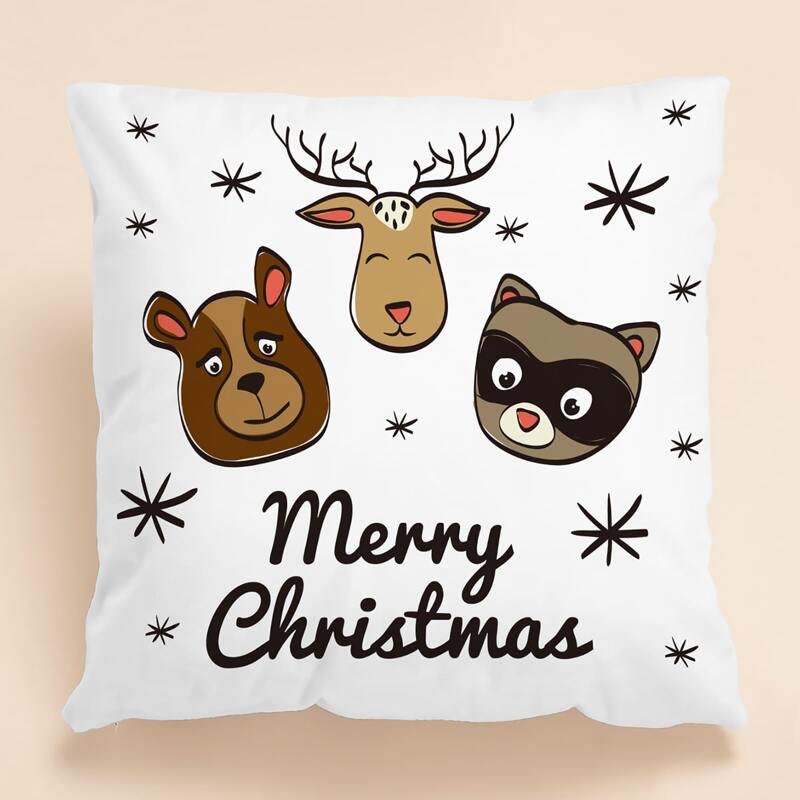 

Christmas Cartoon Cushion Cover Without Filler, White