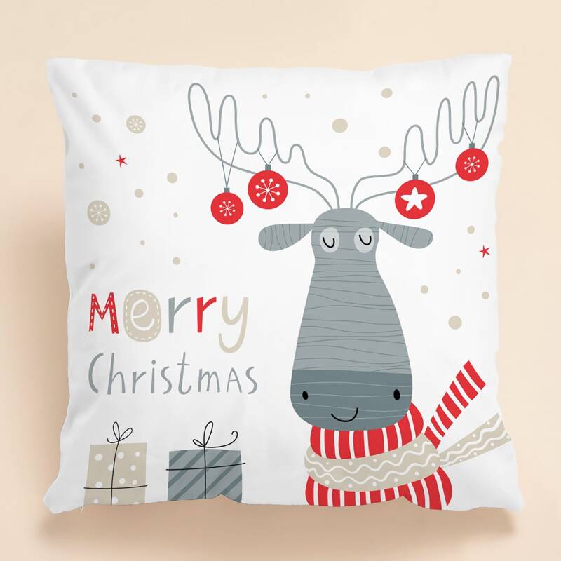 

Christmas Cartoon Cushion Cover Without Filler, White