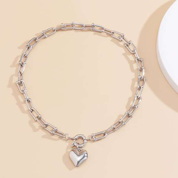 

Heart Charm Necklace, Silver