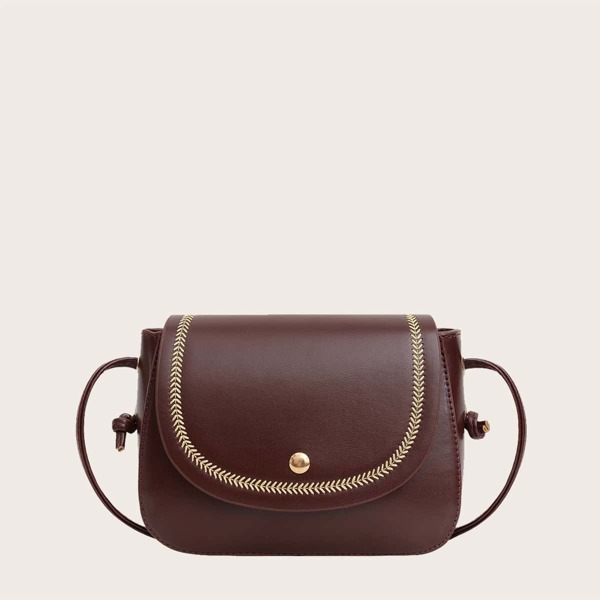 

Girls Stitch Detail Flap Crossbody Bag, Coffee brown