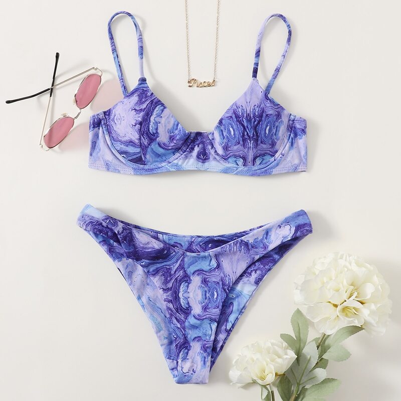 

Tie Dye High Cut Bikini Swimsuit, Multicolor