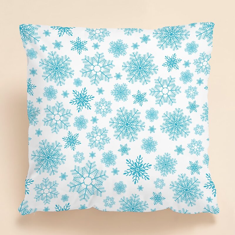 

Christmas Snowflake Cushion Cover Without Filler, Blue and white