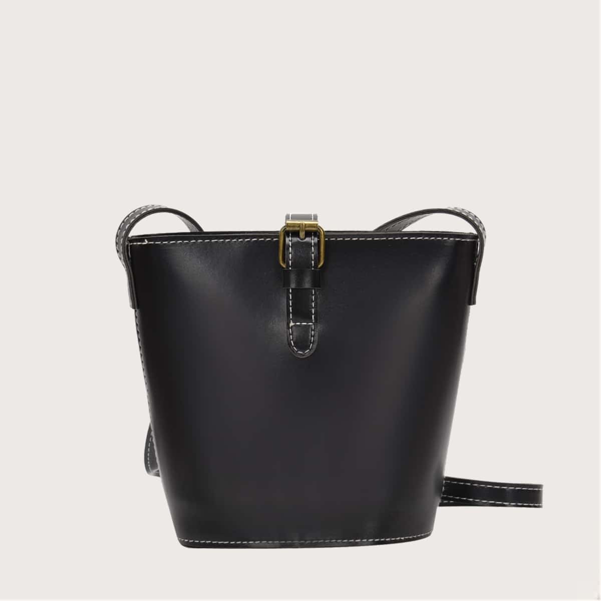 

Stitch Trim Bucket Bag, Black