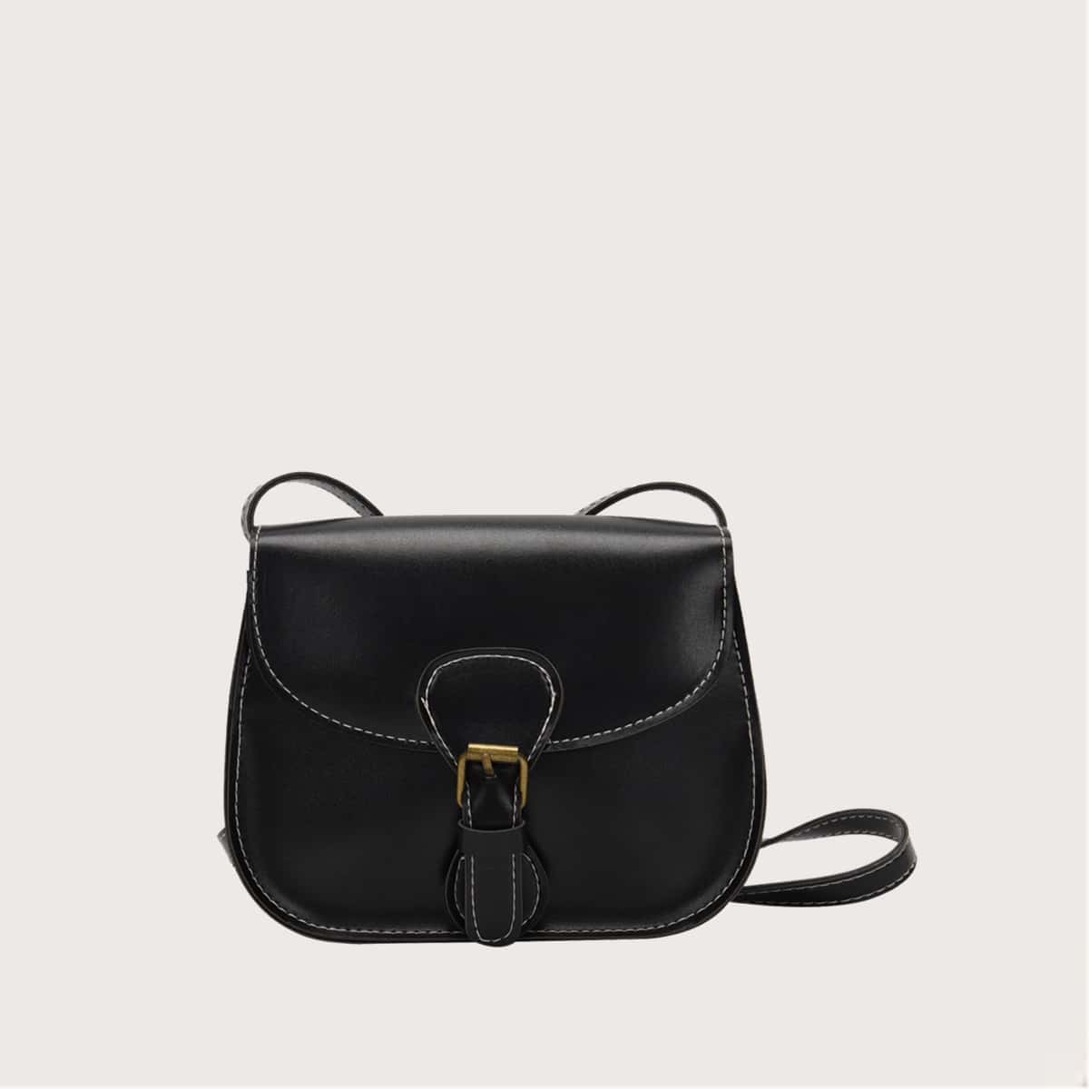 

Stitch Trim Buckle Bag, Black