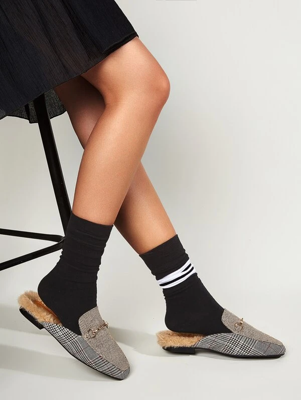 loafer mules with fur