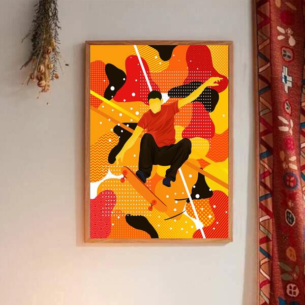 

Abstract Figure Graphic Wall Painting Without Frame, Multicolor