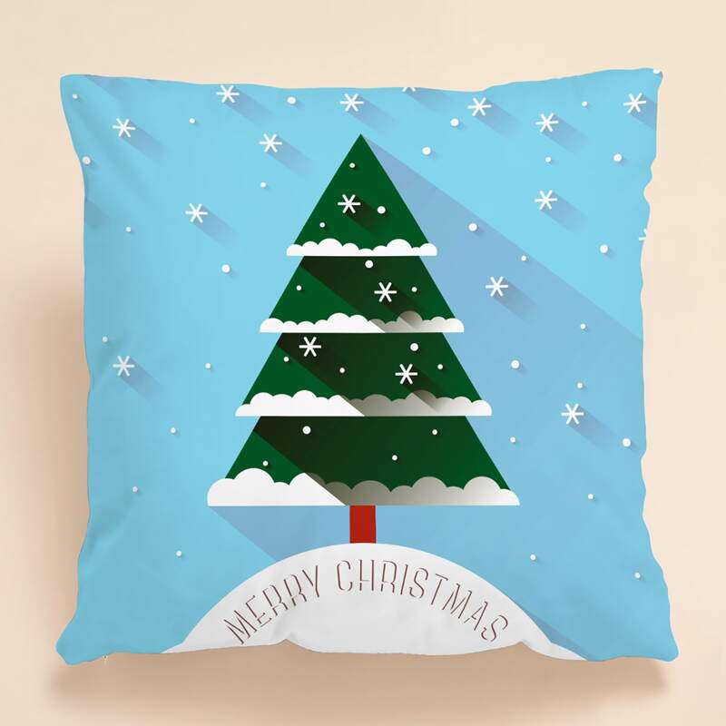 

Christmas Tree Cushion Cover Without Filler, Blue