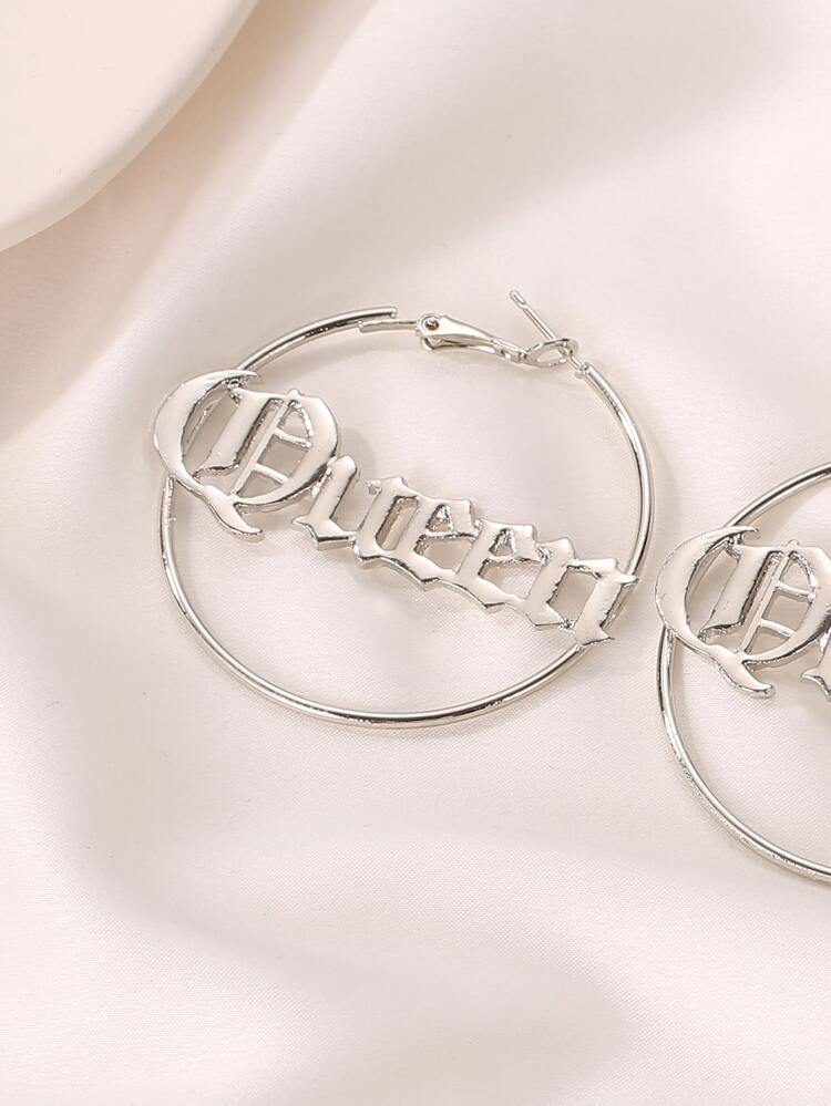 Letter Detail Hoop Earrings