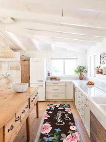 1pc Flower Print Kitchen Carpet - Multicolor - View 7