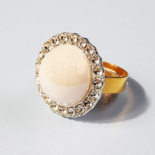

Rhinestone Decor Ring, White