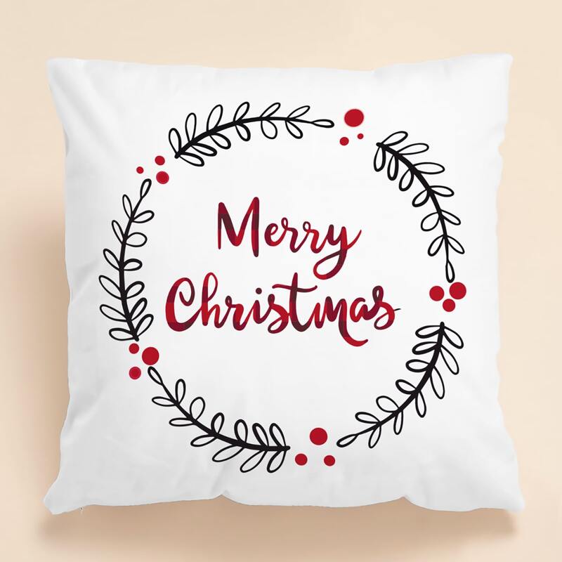 

Christmas Wreath Cushion Cover Without Filler, White