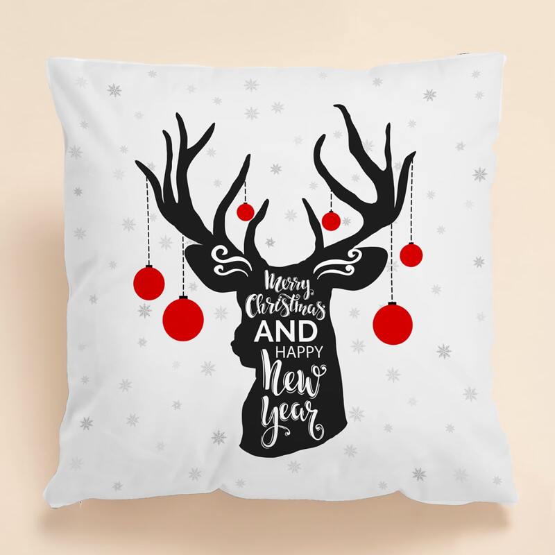 

Christmas Deer Cushion Cover Without Filler, White