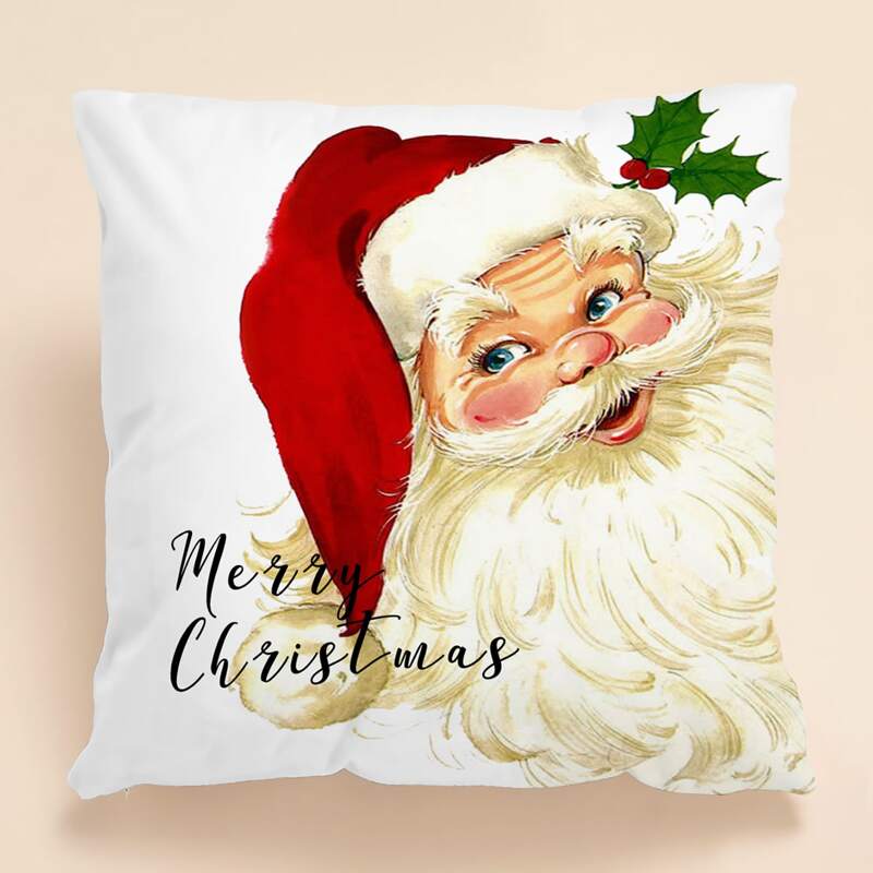

Christmas Santa Claus Cushion Cover Without Filler, Multicolor